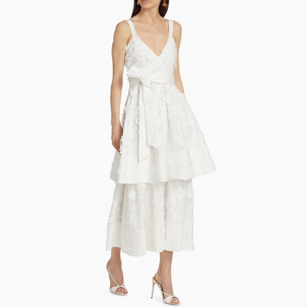 Figue Monet Cotton Floral Appliqué Midi-Dress Size 10